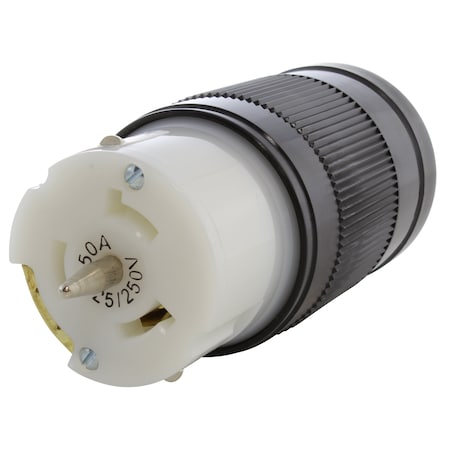 Ac Works Locking Connector, Non-NEMA, 50 A, 125/250V AC, Single Phase, 3 Pole, Screw Terminals, Black CS6364